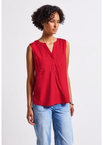 Street One Damen Blusentop, rot, casual, Gr. 36, unifarben, Stoff, 100% Viskose, Blusen, mit Brusttaschen