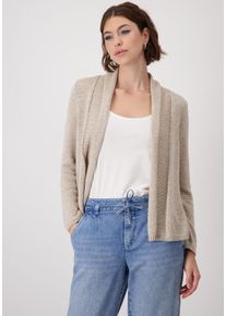 monari Damen Strickjacke, beige, modisch, Gr. 34, unifarben, clean, Strick, Obermaterial: 57% Polyacryl, 43% Polyamid, Strickjacken, mit Umschlagkante