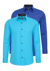 Rusty Neal Herren Langarmhemd, blau, casual, Gr. XXXL, unifarben, 60% Baumwolle, 37% Polyester, 3% Elasthan, Hemden, im Slim-Fit geschnitten