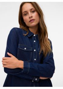 Véro Moda VERO MODA Damen Jeansbluse "VMJENNIE LS DENIM SHIRT MIX NOOS"dunkelblau denim detail:rinse, modisch, Gr. XL, Denim/Jeans, Obermaterial: 90%