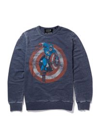 Recovered Herren Sweatshirt "Marvel Captain America", blau, casual, Gr. L, bedruckt, 100% Baumwolle, Sweatshirts, mit coolem Captain America Print