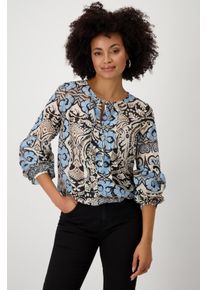monari Damen Schlupfbluseschwarz hellblau braun gemustert, modisch, Gr. 36, gemustert, mehrfarbig, Web, Obermaterial: 100% Baumwolle, Blusen, mit