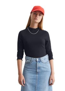 Marc O'Polo Damen Longsleeve, blau, casual, Gr. XS, MARC O'POLO DENIM, Jersey, Rippstrick, Obermaterial: 96% Baumwolle, 4% Elasthan, Shirts