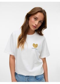Véro Moda VERO MODA Damen T-Shirt "VMAYA CATY SS TOP BOX JRS GA"snow weiß print:artichoke, modisch, Gr. XS, bedruckt, Jersey, Obermaterial: 100% Baumwolle,