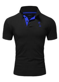 behype Herren Poloshirt "PALMSON", schwarz, klassisch, Gr. S, unifarben, 100% Baumwolle, Shirts, mit kontrastfarbigen Details
