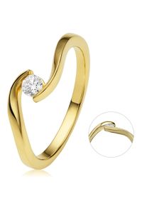 ONE ELEMENT Damen Diamantring "0,15 ct Diamant Brillant Spannfassung Ring aus 585 Gelbgold", 51, Gelbgold 585-Diamanten, gold, Gelbgold 585,