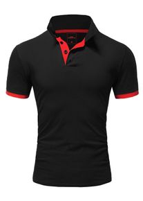 behype Herren Poloshirt "BASE", schwarz, klassisch, Gr. XXXL, unifarben, 100% Baumwolle, Shirts, mit kontrastfarbigen Details