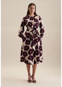 Seidensticker Damen Sommerkleid "Schwarze Rose", beige, Gr. 40, bedruckt, 100% Viskose, Kleider, Langarm Rundhals Druck