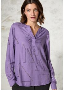 Cecil Damen Langarmbluse, lila, casual, Gr. L, meliert, bedruckt, Web, Obermaterial: 100% Viskose, Blusen, mit Folienprint