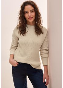 Cecil Damen Rundhalspullover, lila, casual, Gr. XL, Strukturmuster, Strick, Obermaterial: 60% Baumwolle, 40% Polyacryl, Pullover, mit Struktur