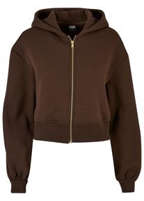 Urban Classics Damen Sweatjacke "Urban Classics Damen Ladies Short Oversized Zip Jacket", braun, Gr. 5XL, unifarben, 65% Baumwolle, 35% Polyester,