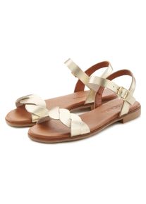 Lascana Damen Sandale "Sommerschuh", Gr. 40, gold, Obermaterial: 100% Rindsleder. Decksohle: 100% Textilmaterial. Laufsohle: 100% Synthetik,