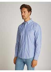 Tommy Hilfiger Herren Businesshemd "FLEX POPLIN NAUTICAL STP SHIRT", blau, casual, Gr. XL, gestreift, Web, Obermaterial: 100% Baumwolle, Hemden