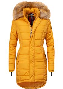 Navahoo Damen Steppmantel "Papaya", gelb, casual, Gr. XS, kontrastfarbene Details, Obermaterial: 100% Polyester, Futter: 100% Polyester, Wattierung: