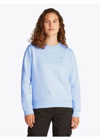 Tommy Jeans Damen Sweatshirt "TJW REG S FLAG CREW", blau, casual, Gr. XS, unifarben, Sweatware, Obermaterial: 80% Baumwolle, 20% Polyester,