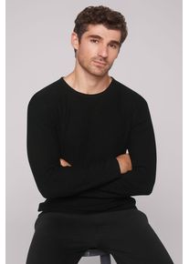CMPD Herren Rundhalspullover, schwarz, casual, Gr. S, unifarben, Material: 100% Baumwolle, Pullover, mit Rollsäumen