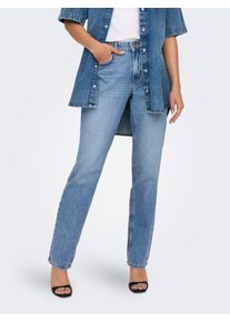 Only Damen Low-rise-Jeans "ONLBRENDA LOW WIDE DNM CRO158 NOOS", blau, modisch, Gr. L, unifarben, Denim/Jeans, Obermaterial: 100% Baumwolle, Jeans