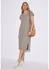 Street One Damen Midikleid, grau, casual, Gr. 38, unifarben, Web, Obermaterial: 87% Viskose, 13% Polyester, Kleider, mit Rippstruktur
