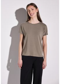 Street One Damen Shirttop "Style Crista", braun, casual, Gr. 40, unifarben, Jersey, Obermaterial: 95% Viskose, 5% Elasthan, Tops, mit hängenden