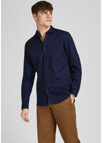 Jack & Jones JACK & JONES Herren Langarmhemd "CARDIFF SHIRT", blau, modisch, Gr. XXL, Web, Obermaterial: 100% Baumwolle, Hemden