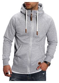 behype Herren Sweatjacke "BHTANSER", grau, casual, Gr. L, unifarben, 70% Baumwolle, 30% Polyester, Sweatjacken, mit praktischem Kordelzug