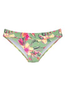 Lascana Damen Bikini-Hose "Malia"salbei, pink bedruckt, Gr. 34, bedruckt, floral, Microfaser, Polyamid, Microfaser, Badehosen, mit Umschlagbund mit