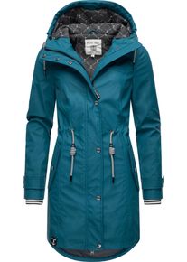 PEAK TIME Damen Regenjacke "L60042", blau, modisch, Gr. 5XL, Obermaterial: 100% Polyurethan, Futter 1: 100% Polyester, Futter 2: 60% Baumwolle, 40%