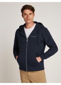 Tommy Hilfiger Herren Sweatjacke "SMALL TOMMY LOGO ZIP HDD", blau, casual, Gr. S, unifarben, Sweatware, Obermaterial: 63% Baumwolle, 37% Polyester,