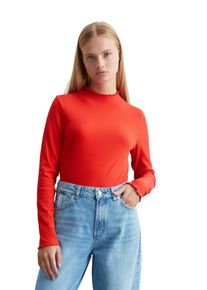 Marc O'Polo Damen Langarmshirt "aus Organic Cotton-Stretch-Jersey", rot, Gr. XL, MARC O'POLO DENIM, unifarben, Obermaterial: 96% Baumwolle, 4% Elasthan, Shirts