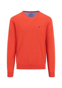 Fynch-Hatton Herren Strickpullover, rot, casual, Gr. L, unifarben, Strick, Obermaterial: 100% Baumwolle, Pullover, mit Logostickerei und V-Ausschnitt