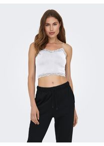 Only Damen Trägertop "ONLVICKY LACE SEAML 2-PACK CROPPED TOP"schwarz pack:schwarz, weiß, modisch, Gr. L, unifarben, Jersey, Obermaterial: 92%