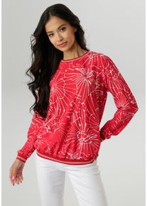 Damen Shirtbluse, rot, casual, Gr. 36, Aniston SELECTED, gemustert, bedruckt, Cru00eape, Obermaterial: 97% Polyester, 3% Elasthan, Blusen, mit