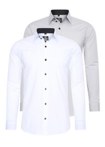 Rusty Neal Herren Langarmhemd, grau, casual, Gr. XXXL, unifarben, 60% Baumwolle, 37% Polyester, 3% Elasthan, Hemden, im Slim-Fit geschnitten