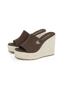 Damen Keilpantolette "WEDGE ROPE SLIDE MG", Calvin Klein Jeans, Gr. 36, braun, Textil, modisch, Schuhe, Sommerschuh, Plateausohle, Urlaubsschuh mit