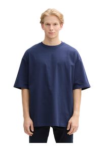 Herren T-Shirt, blau, Basic, Gr. L, Tom Tailor Denim, Jersey, Obermaterial: 100% Baumwolle, Shirts, im Oversize-Fit