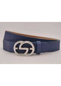 AnnaMatoni Damen Ledergürtel, blau, casual, Gr. 105, unifarben, Rindsleder, Gürtel, mit silberner Schließe