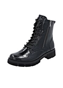 Remonte Damen Schnürstiefelette, Gr. 45, schwarz, Lacklederimitat, glänzend, modisch, Schuhe, Schnürboots, Stiefelette, Profilsohle, mit