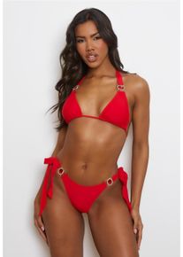 MODA MINX Damen Bikini-Hose "Amour", rot, Gr. XL, unifarben, 82% Polyamid, 18% Elasthan, Badehosen, mit funkelndem Steinbesatz