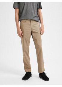Selected Homme Herren Stoffhose "SLH196-STRAIGHT-NEW MILES FLEX PANT NOOS", beige, modisch, Gr. 30, unifarben, Web, Obermaterial: 91% Baumwolle, 6%
