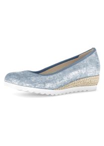 Gabor Damen Keilpumps "GENUA", Gr. 35, blau, Veloursleder, metallic, klassisch, Schuhe, Businesschuh, Komfortschuh, Schlupfschuh in Bequemweite G (=