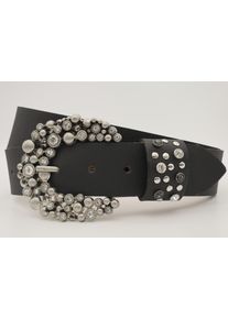 AnnaMatoni Damen Ledergürtel, schwarz, casual, Gr. 100, Rindsleder, Gürtel, mit hochwertigen Strasssteinen an der Schließe