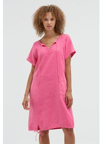 SOCCX Damen Sommerkleidfloral pink, casual, Gr. M, Material Oberstoff: 100% Leinen, Material Einsatz: 95% Baumwolle, 5% Elasthan, Kleider, mit Taschen