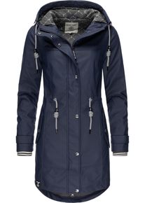 PEAK TIME Damen Regenjacke "L60042", blau, modisch, Gr. 5XL, Obermaterial: 100% Polyurethan, Futter 1: 100% Polyester, Futter 2: 60% Baumwolle, 40%