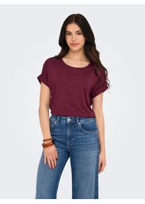 Only Damen T-Shirt "ONLMOSTER S/S O-NECK TOP NOOS JRS", rot, casual, Gr. XL, unifarben, Jersey, Obermaterial: 75% Viskose, 20% Polyester, 5%