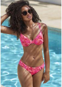 s.Oliver Damen Bügel-Bikini-Top "Jayce", rosa, Gr. 36, bedruckt, Recycling-Polyamid, Bikini-Oberteile, mit goldfarbigen Zierringen