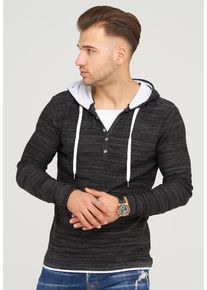 behype Herren Kapuzensweatshirt "JOSHA", schwarz, casual, Gr. M, meliert, 50% Baumwolle, 50% Polyacryl, Sweatshirts, in melierter Optik