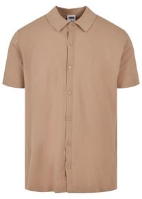 Urban Classics Herren Langarmhemd "Urban Classics Herren Knitted Shirt", beige, Gr. M, unifarben, 100% Polyamid, Hemden