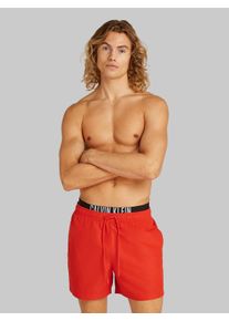Herren Badeshorts "MEDIUM DOUBLE WB"flaming chili, casual, Gr. XXL, Calvin Klein Swimwear, unifarben, Polyester, Badehosen, mit Logo