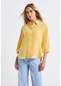 Street One Damen Hemdblusebuttercream gelb, casual, Gr. 38, unifarben, Stoff, 87% Modal, 13% Polyester, Blusen