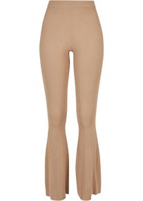 Urban Classics Damen Leggings "Urban Classics Damen Ladies Rib Knit Bootcut Leggings", beige, Gr. L, unifarben, 35% Viskose, 35% Polyacryl, 30%
